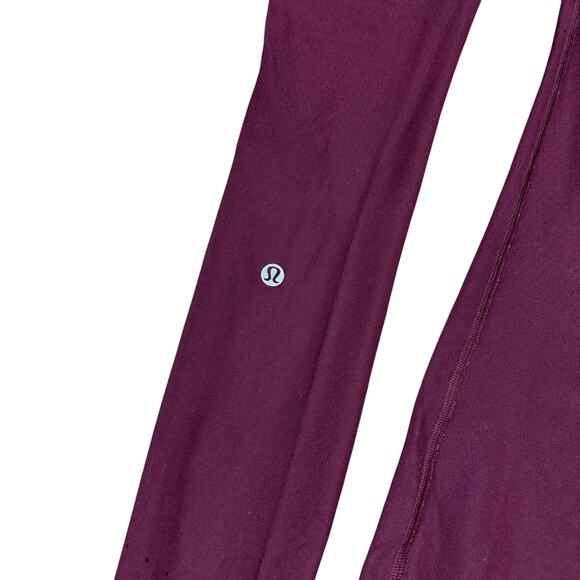 LULULEMON Zoned in Burgundy Cut Out Leggings Women's Size 4 Workout Gym - Picture 6 of 9